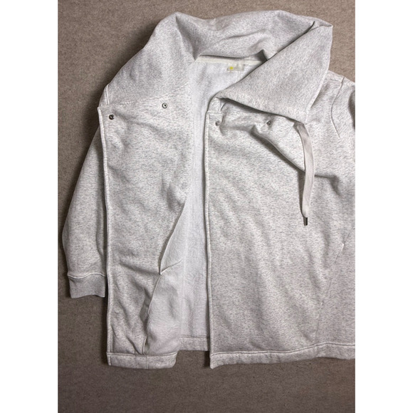 Zella Amazing Cozy Wrap Cowl Funnel Jacket Fleece Fuzzy Lined Size XL Gray White - Picture 4 of 10